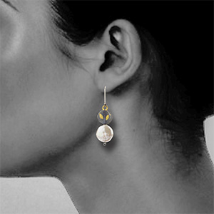 Christine Mackellar's Small Descending Blossom Earrings, Model View of Contemporary Jewelry