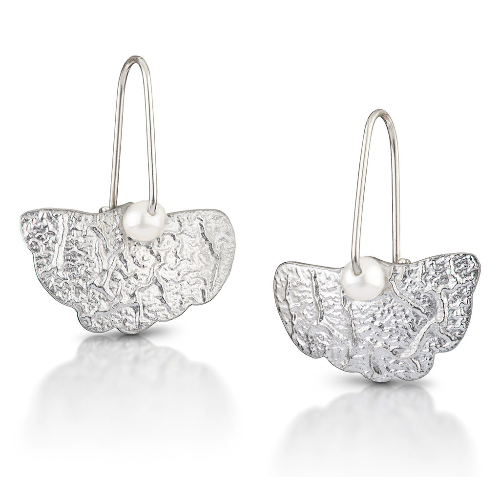 Estelle Vernon's Crinkle Textured Silver Ginkgo Earrings