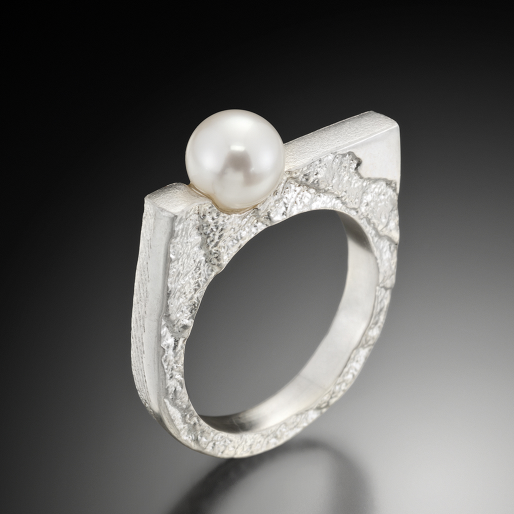 Estelle Vernon's Textured Cuttlefish Ring with Freshwater Pearl