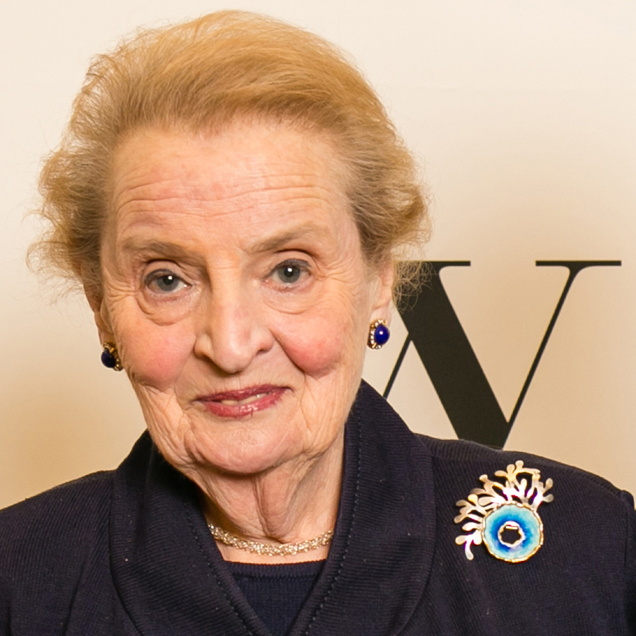Madeleine Albright Wearing Cheryl Eve Acosta's Brooch