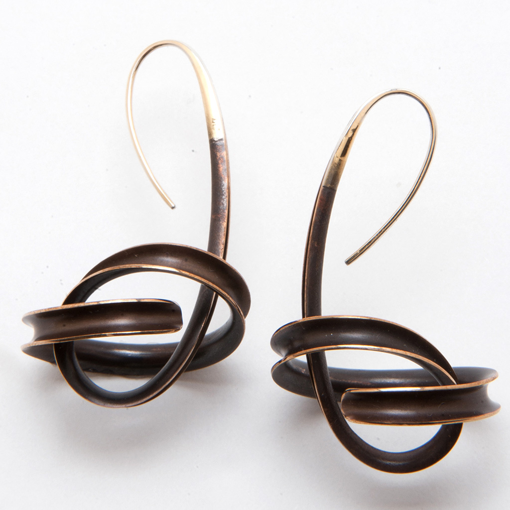 Anticlastic Jewelry Artist Nancy Linkin's Spiral Bronze Dangle Earrings