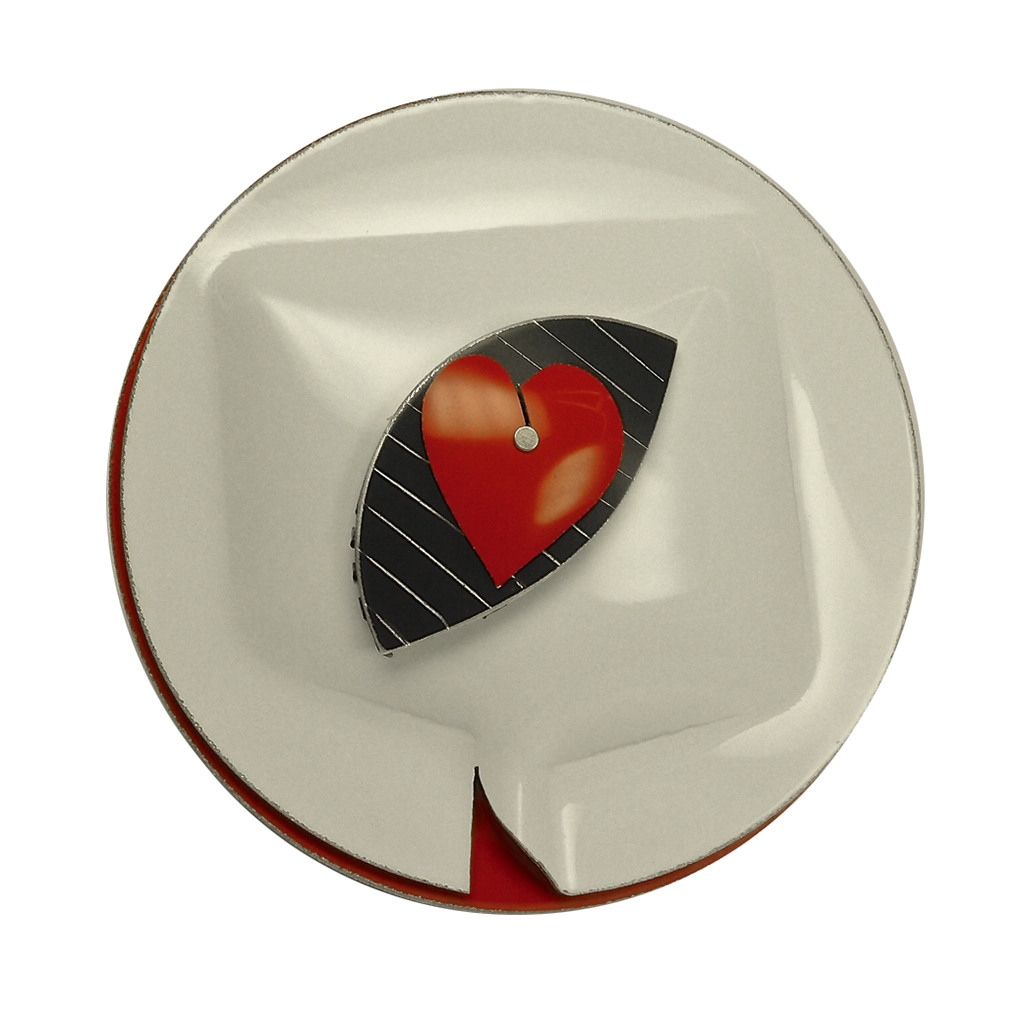 Aluminum Cartoonis Roundos Jewelry from David LaPlantz | Heart Eye Broach