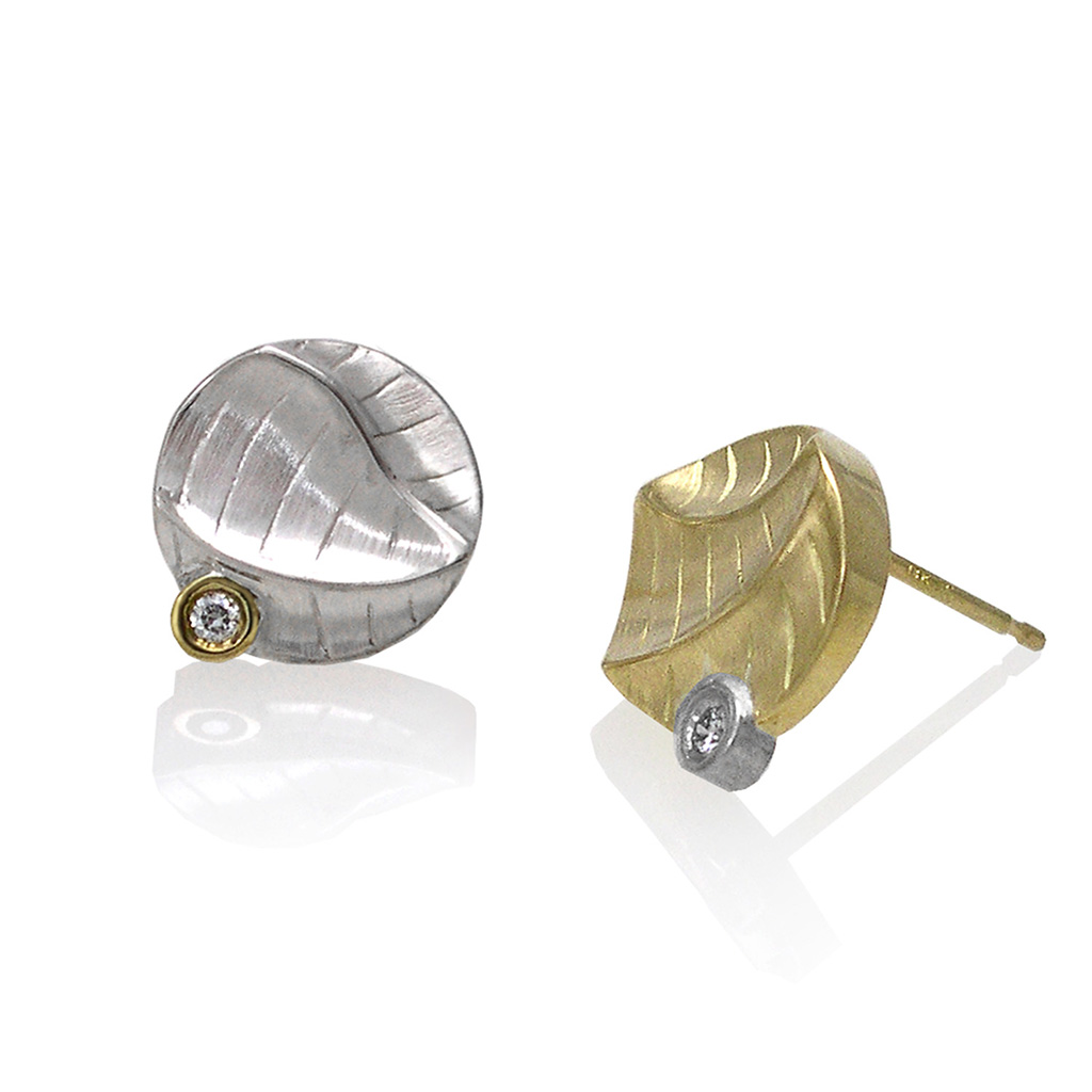 Keiko Mita's Palladium Silver and 18k Yellow Gold Round Sand Dune Studs